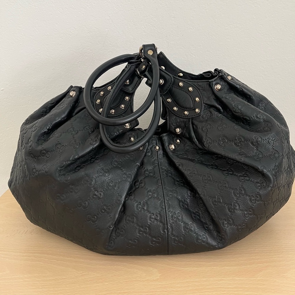 Gucci Guccissima Studded Leather Pelham Shoulder Bag Ltd Ed Rare 1990 - Picture 11 of 17